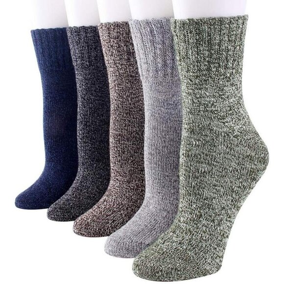 YZKKE 5Pack Womens Q-13 Vintage Winter Soft Warm Thick Cold Knit Wool Crew Sock - Picture 1 of 8